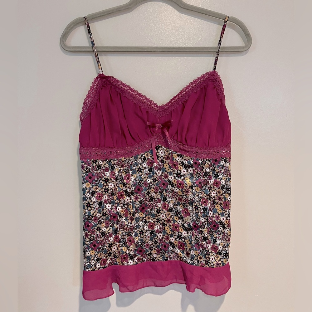 Candies Y2K Floral Satan Lace Cami Tank Junior Size XL
